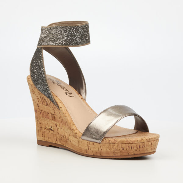 Butterfly Debra 2 3019 Pewter Wedge Sandal
