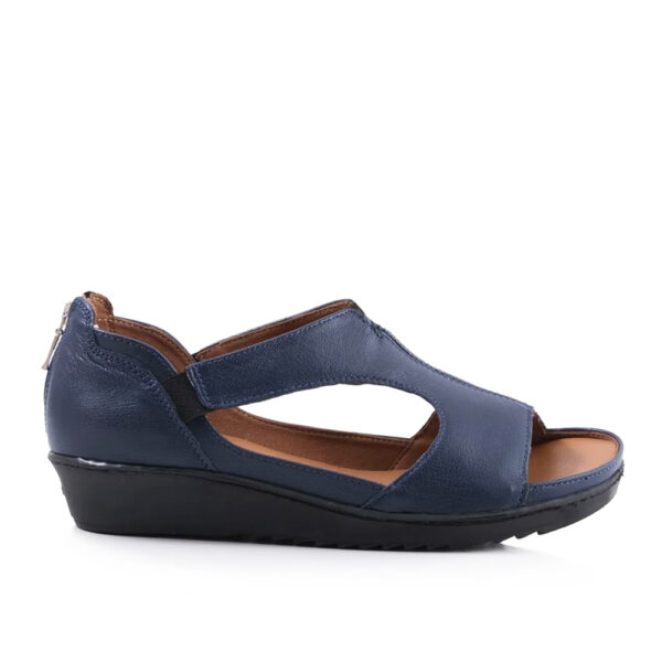 Froggie 12707 3617 Navy Genuine Leather T-Bar Sandal with Removable Footbed