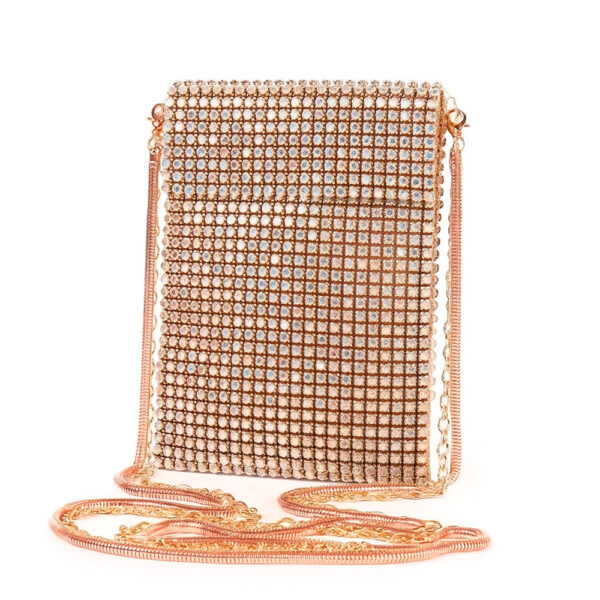 Clutch Bag 12 Champagne Rhinestone with Double Detail Strap