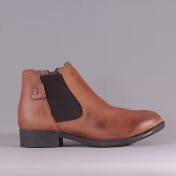 Froggie 11286 Genuine Leather Ankle Boot With Elastic Tan