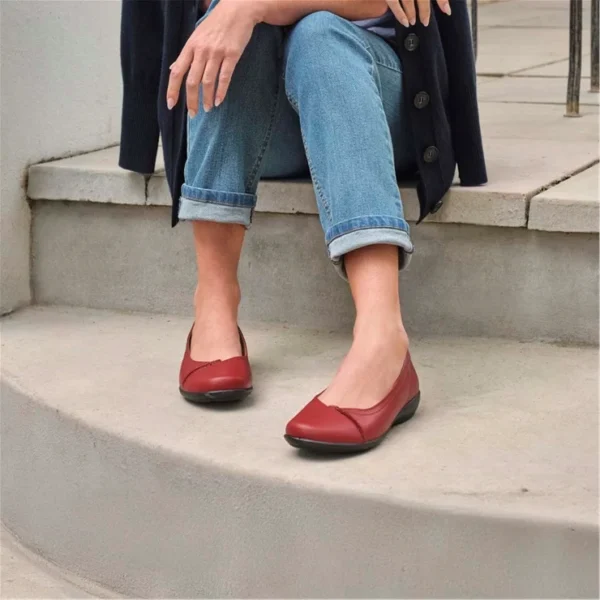 Hotter Robyn 11 3827 Red Leather Ladies Ballerina Pump