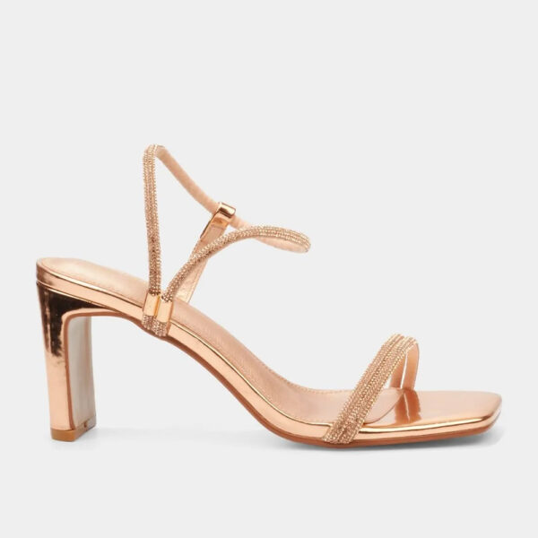 Butterfly Charla 1 3920 Rose Gold  Diamante Strap Thin Block Heel
